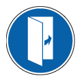 Pictograma vectorial: obligatorio cerrar puerta despu�s de utilizar.