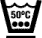Pictograma textil vectorial: lavado a m�quina agua 50�C, ciclo Permanent Press (sint�ticos / mezcla)