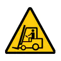 Señal de advertencia de vehículos de manutención. Icono de carretillas elevadoras.