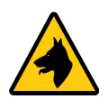 Señal de advertencia de perros vigilando. Gráfico de seguridad y vigilancia animal.