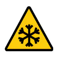 Señal de advertencia de baja temperatura. Icono de peligro por frío o congelación.
