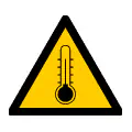 Señal de advertencia de temperaturas muy bajas. Gráfico de cámaras frigoríficas.