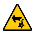 Señal de advertencia de riesgo de corte. Icono de peligro de corte en dedos.