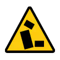 Señal de advertencia de caída de bultos. Icono de riesgo por objetos apilados.
