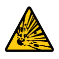 Señal de advertencia de materia explosiva. Gráfico vectorial de peligro de explosión.