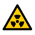 Señal de advertencia de riesgo de radiactividad. Pictograma de seguridad nuclear.