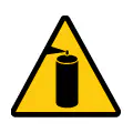 Señal de advertencia de uso de aerosoles. Pictograma de precaución con sprays.