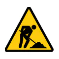 Señal de advertencia de riesgo por obras. Icono de zona de construcción y peligro.