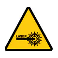 Señal de advertencia de radiaciones láser. Pictograma de peligro para la visión.