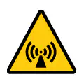 Señal de advertencia de radiación no ionizante. Pictograma de ondas electromagnéticas.