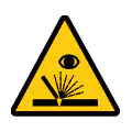 Señal de advertencia de peligro para la vista. Icono de protección ocular obligatoria.