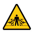 Señal de advertencia de carretillas elevadoras. Gráfico vectorial de tráfico industrial.