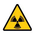 Señal de advertencia de peligro por radiación. Pictograma de seguridad nuclear.