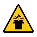 Señal de advertencia de material comburente. Icono de riesgo de ignición técnica.