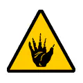 Señal de advertencia de peligro de caída. Gráfico de seguridad en muelles de carga.