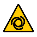 Señal de advertencia de campo magnético. Icono preventivo para equipos médicos.