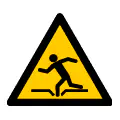 Señal de advertencia de avance peligroso. Icono de restricción de paso en obras.