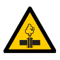 Señal de advertencia de tuberías a presión. Símbolo de riesgo neumático e hidráulico.