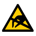 Señal de advertencia de carga electrostática. Símbolo de sensibilidad ESD.