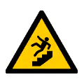 Señal de advertencia de escalera de mano peligrosa. Gráfico de seguridad en altura.