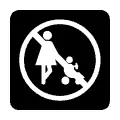 Pictograma vectorial no pasar con coche de bebé