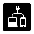 Pictograma vectorial recarga de laptop y móvil