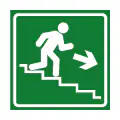 Pictograma vectorial de vía de evacuación. Símbolo de dirección de salida hacia la izquierda.