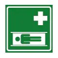 Pictograma vectorial de camilla de socorro. Gráfico de equipamiento de emergencia médica.