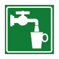 Pictograma vectorial de agua potable. Icono de suministro de agua segura para señalética.