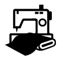 Pictograma vectorial de costura, máquina de coser