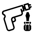 Icono vectorial de electricista, taladro y destornillador
