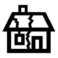 Icono vectorial de casa agrietada