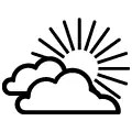 Pictograma vectorial de sol y nubes