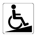 Símbolo vectorial: rampa para minusválidos, silla de ruedas
