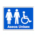 Pictograma vectorial: aseos unisex, hombre, mujer, minusválido en silla de ruedas