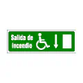 Pictograma vectorial salida de incendio en silla de ruedas