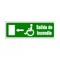 Pictograma vectorial salida de incendio en silla de ruedas