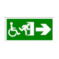 Pictograma vectorial salida de emergencia en silla de ruedas