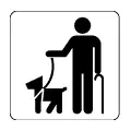 Pictograma vectorial: persona invidente con perro, discapacidad visual, ciego con perro