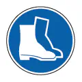 Pictograma vectorial de calzado de seguridad. Icono de protección de pies normativa.