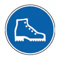 Pictograma vectorial de protección de calzado. Símbolo técnico de seguridad laboral.