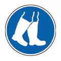 Pictograma vectorial de botas de seguridad. Icono de equipo de protección personal (EPI).