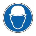 Pictograma vectorial de casco obligatorio. Símbolo de seguridad en construcción.