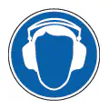 Pictograma vectorial de protectores acústicos. Icono de prevención de riesgos auditivos.