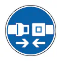 Pictograma vectorial de abrochar cinturón. Icono de seguridad en maquinaria.