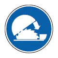 Pictograma vectorial de cobertor protector. Icono de funda de seguridad industrial.