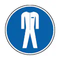 Pictograma vectorial de ropa de seguridad. Símbolo de uniforme técnico obligatorio.