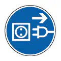 Pictograma vectorial desconectar antes de usar. Símbolo de mantenimiento seguro.