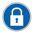 Pictograma vectorial cerrado bajo llave. Icono de control de acceso restringido.