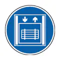 Pictograma vectorial de uso de montacargas. Icono de logística y carga.